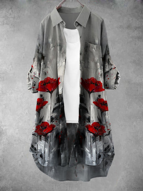 Women's Poppy Flower Art Print Dress