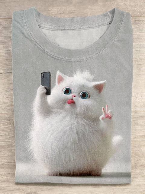 Vintage Cute Cat Art Print T-shirt