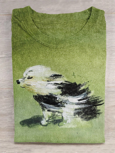 Funny Dog Art Pattern Print Casual T-shirt