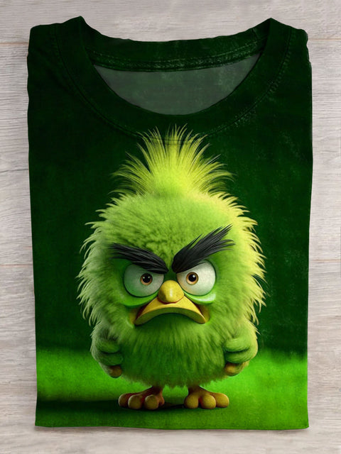 Funny Angry Bird Art Print Short Sleeve Casual T-shirt